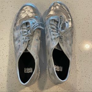 Ontisuka Tiger (ASICS) Shoes White Suede Silver Foil Mens 11.5 EUC